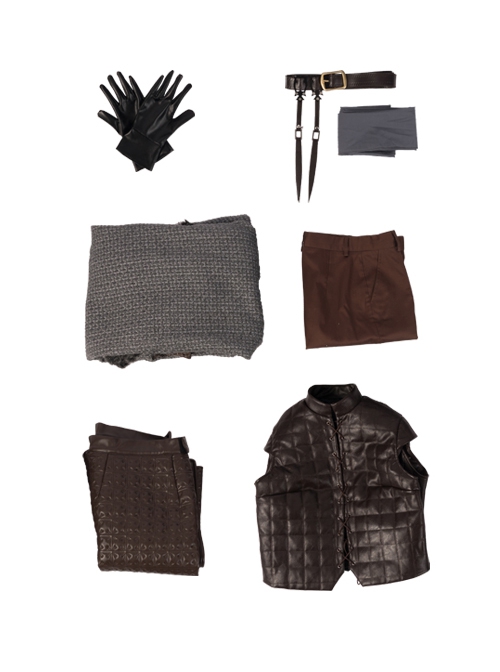 Game Of Thrones Season 8 Arya Stark Brown Leather Top Suit Halloween Cosplay Costume Set