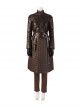 Game Of Thrones Season 8 Arya Stark Brown Leather Top Suit Halloween Cosplay Costume Set