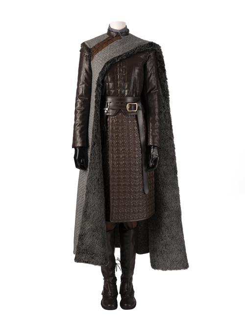 Game Of Thrones Season 8 Arya Stark Brown Leather Top Suit Halloween Cosplay Accessories Brown Long Boots