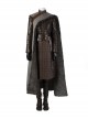 Game Of Thrones Season 8 Arya Stark Brown Leather Top Suit Halloween Cosplay Accessories Brown Long Boots