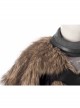 Game Of Thrones Season 8 Jon Snow Brown Fur Collar Black Cloak Suit Halloween Cosplay Costume Set