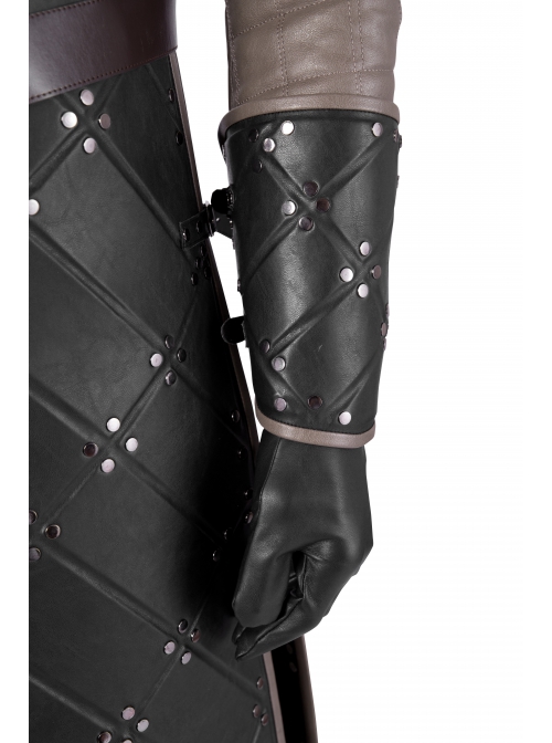 Game Of Thrones Season 8 Jon Snow Brown Fur Collar Black Cloak Suit Halloween Cosplay Costume Set