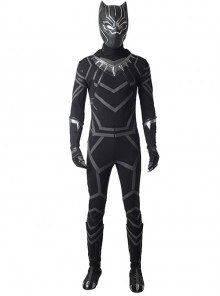 Black Panther T'Challa Black Battle Suit Halloween Cosplay Costume Set