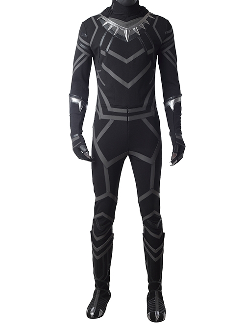Black Panther T'Challa Black Battle Suit Halloween Cosplay Costume Set
