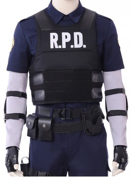 Resident Evil Biohazard Re 2 Leon Scott Kennedy Halloween Cosplay Costume Black Vest