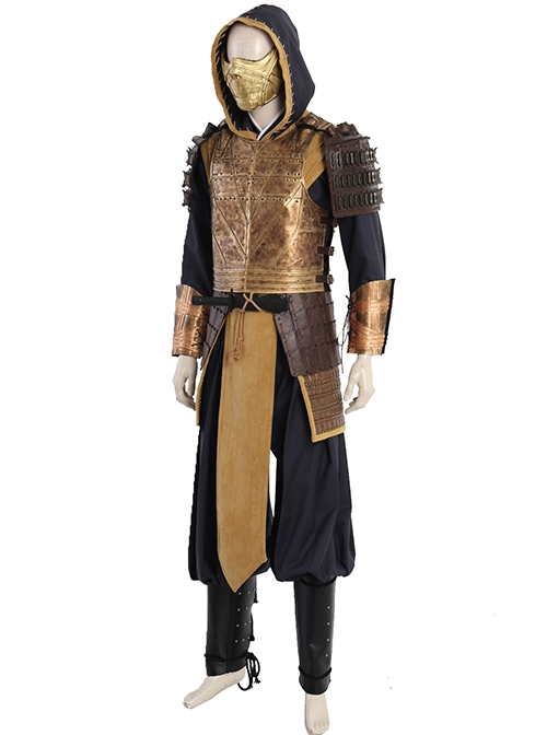 Mortal Kombat Devastation Scorpion Hanzo Hasashi Halloween Cosplay Costume Deluxe Version Bottoming Top