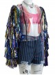 Birds Of Prey And The Fantabulous Emancipation Of One Harley Quinn Coloured Ribbons Jacket Suit Halloween Cosplay Costume Ribbons Jacket