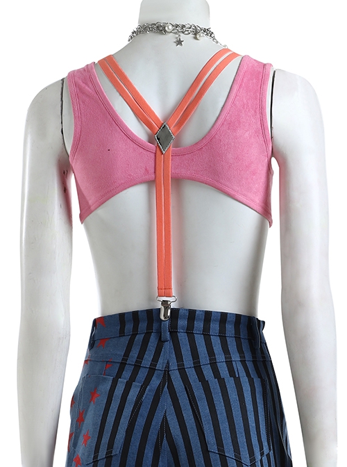 Birds Of Prey And The Fantabulous Emancipation Of One Harley Quinn Coloured Ribbons Jacket Suit Halloween Cosplay Costume Pink Vest