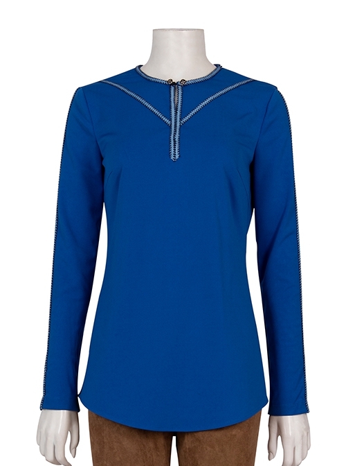 TV Drama Vikings Shield-maiden Lagertha Halloween Cosplay Costume Blue Bottoming Top