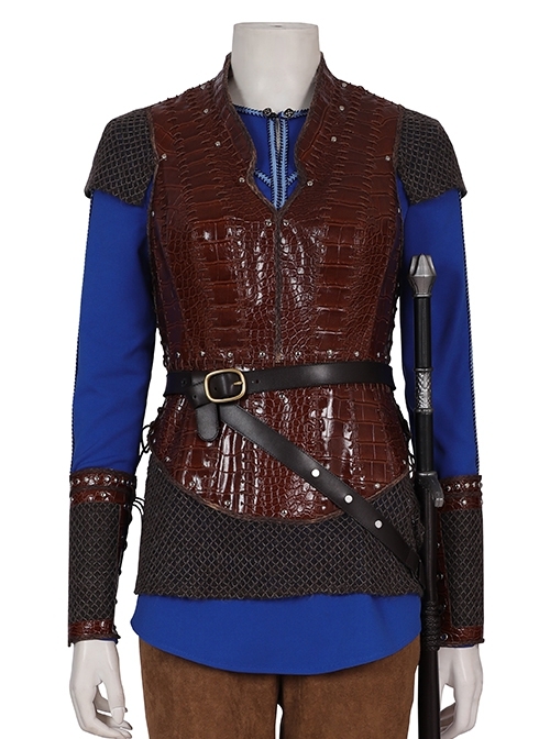 TV Drama Vikings Shield-maiden Lagertha Halloween Cosplay Costume Brown Vest
