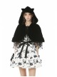 Stars Tassel Night Cat Gothic Lolita Black Hooded Cloak