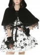Stars Tassel Night Cat Gothic Lolita Black Hooded Cloak
