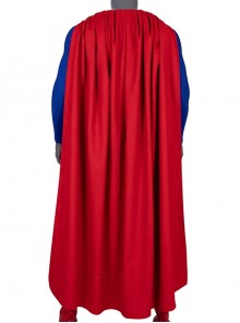 Crisis On Infinite Earths Superman Blue Battle Suit Halloween Cosplay Costume Red Cloak