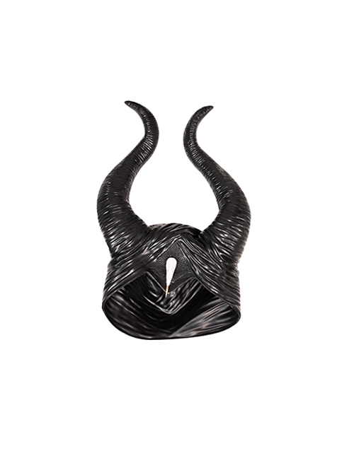 Maleficent Skeleton Embroidered Black Long Dress Halloween Cosplay Accessories Black Hat