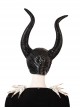 Maleficent Skeleton Embroidered Black Long Dress Halloween Cosplay Accessories Black Hat