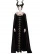 Maleficent Skeleton Embroidered Black Long Dress Halloween Cosplay Accessories Black Hat
