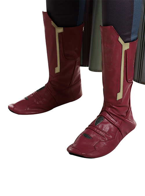 Avengers Age Of Ultron Vision Blue Bodysuit Battle Suit Halloween Cosplay Accessories Red Boots