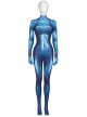 Game Metroid Samus Aran Halloween Cosplay Costume Blue Bodysuit