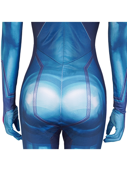 Game Metroid Samus Aran Halloween Cosplay Costume Blue Bodysuit