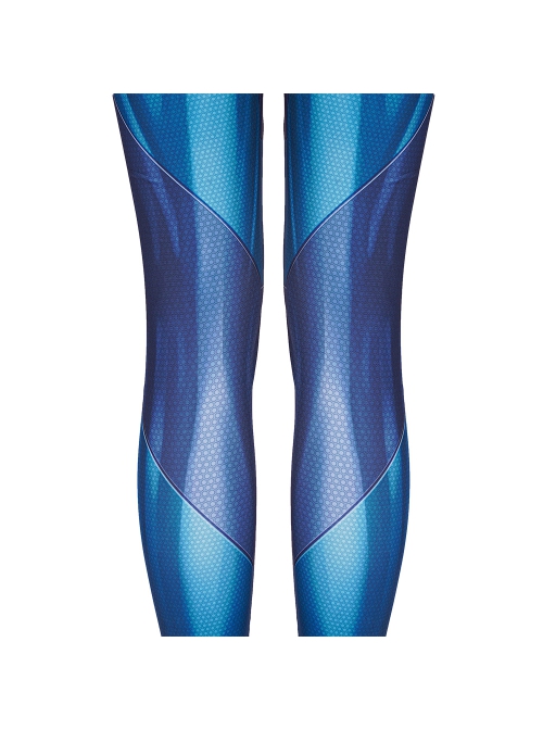 Game Metroid Samus Aran Halloween Cosplay Costume Blue Bodysuit