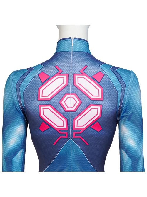 Game Metroid Samus Aran Halloween Cosplay Costume Blue Bodysuit