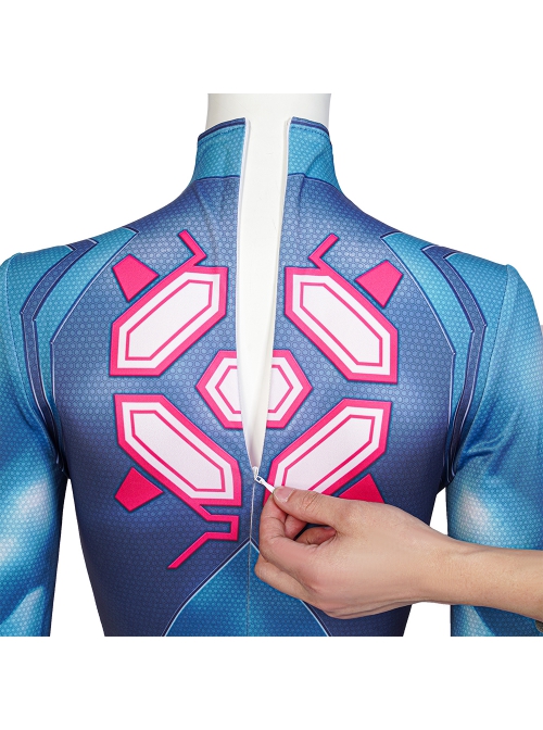 Game Metroid Samus Aran Halloween Cosplay Costume Blue Bodysuit