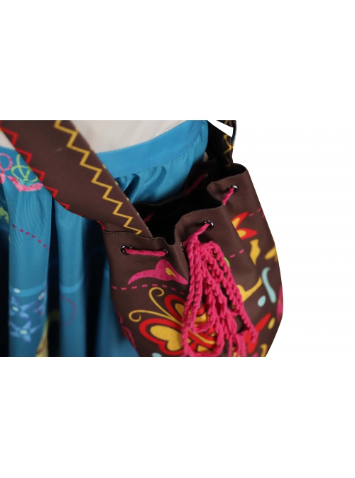 Encanto Mirabel Printing Children Long Dress Halloween Cosplay Kids Version Costume Full Set