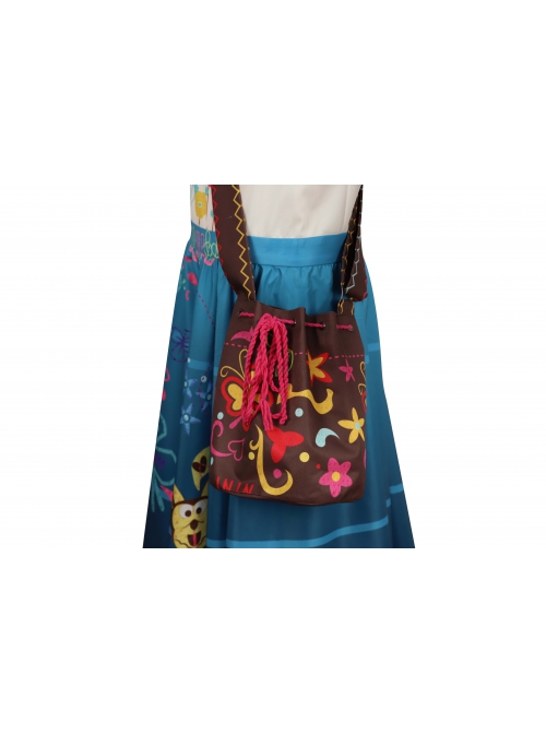 Encanto Mirabel Printing Children Long Dress Halloween Cosplay Kids Version Costume Full Set