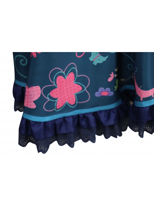 Encanto Mirabel Printing Children Long Dress Halloween Cosplay Kids Version Costume Full Set