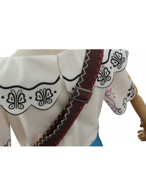Encanto Mirabel Printing Children Long Dress Halloween Cosplay Kids Version Costume Full Set