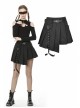 Rock Locomotive Punk Black Irregular Hem Pleated Skirt