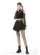 Rock Locomotive Punk Black Irregular Hem Pleated Skirt