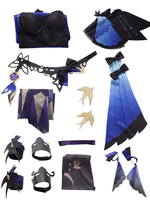 Game Genshin Impact Keqing Skin Outfit Opulent Splendor Second Design Halloween Cosplay Costume Full Set