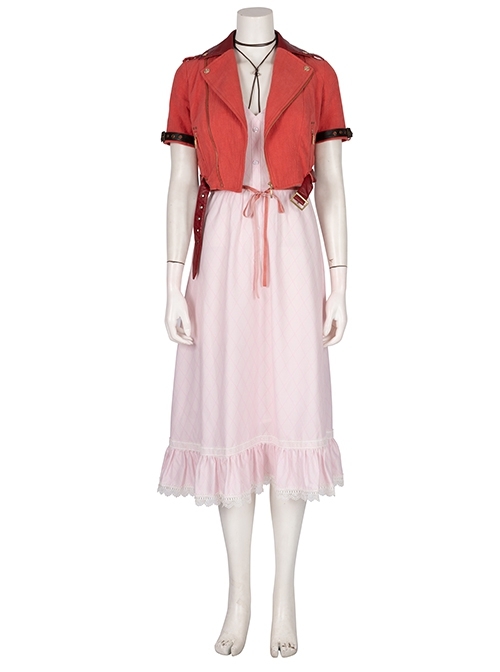 Final Fantasy VII Remake Aerith Gainsborough Halloween Cosplay Costume Set