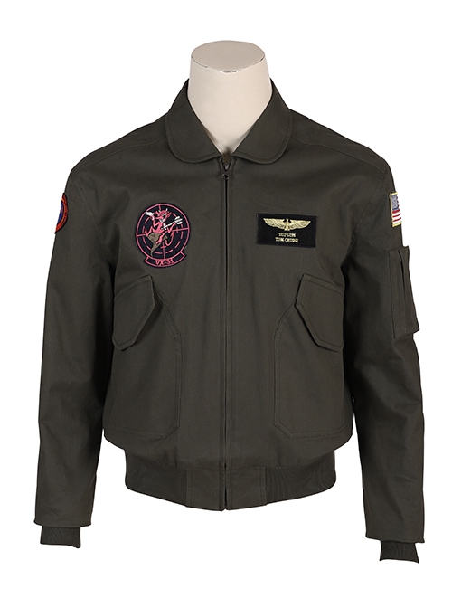 Movie Top Gun Maverick Captain Pete Mitchell Army Green Suit Halloween Cosplay Costume Set