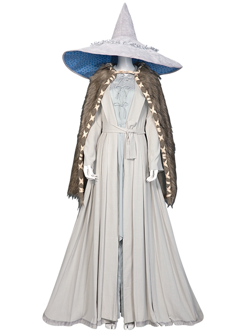 Game Elden Ring The Snow Witch Ranni Halloween Cosplay Costume Gray Sleeveless Dress