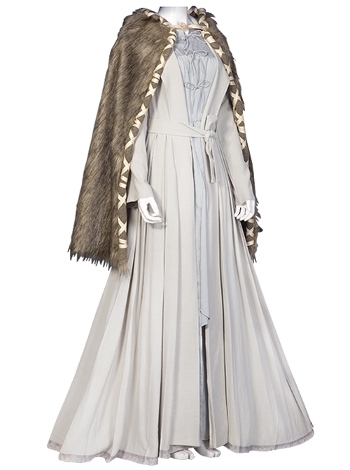 Game Elden Ring The Snow Witch Ranni Halloween Cosplay Costume Gray Outer Long Dress