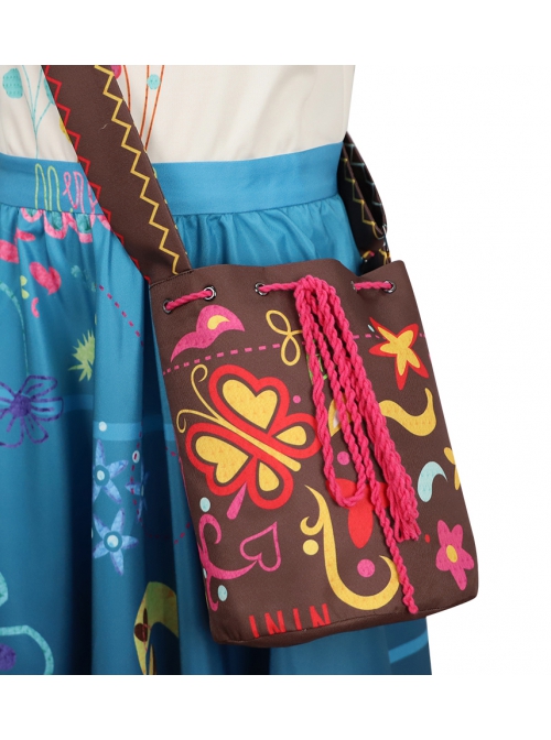Anime Movie Encanto Mirabel Halloween Cosplay Kids Version Costume Printing Brown Children Bag