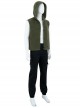 The Batman 2022 Riddler Edward Nygma Halloween Cosplay Costume Dark Green Short-plush Hooded Vest