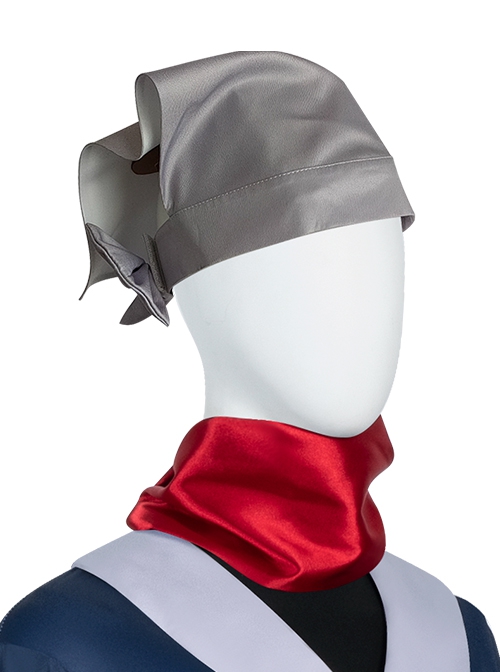 Game Pokemon Legends Arceus Akari Halloween Cosplay Accessories Gray Head Scarf And Red Scarf