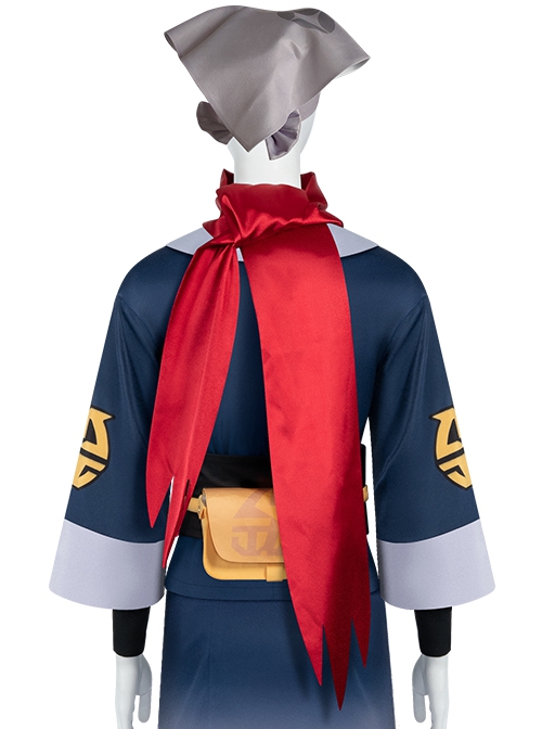 Game Pokemon Legends Arceus Akari Halloween Cosplay Accessories Gray Head Scarf And Red Scarf