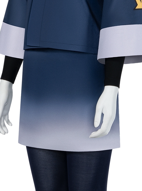 Game Pokemon Legends Arceus Akari Halloween Cosplay Costume Blue Gradient Skirt