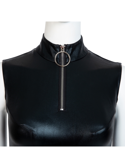 DC Comics Black Canary Halloween Cosplay Costume Black One-Piece Swimsuit