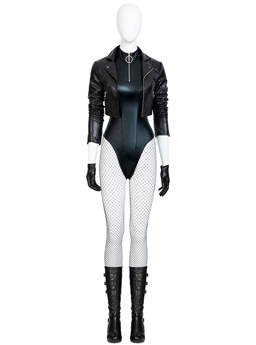 DC Comics Black Canary Halloween Cosplay Costume Black One-Piece Swimsuit
