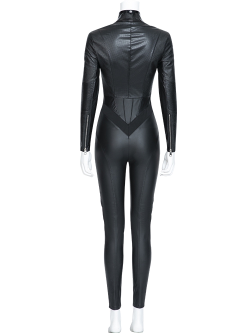 The Batman 2022 Catwoman Selina Kyle Black Battle Suit Halloween Cosplay Costume Black Bodysuit