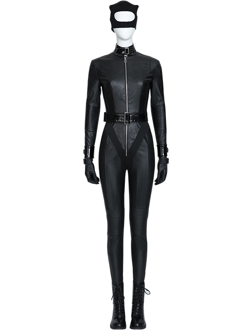 The Batman 2022 Catwoman Selina Kyle Black Battle Suit Halloween Cosplay Accessories Black Boots