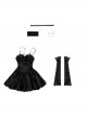 Comics Death Note Misa Amane Halloween Cosplay Costume Black Gothic Leather Dress Full Set