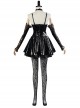 Comics Death Note Misa Amane Halloween Cosplay Costume Black Gothic Leather Dress Full Set