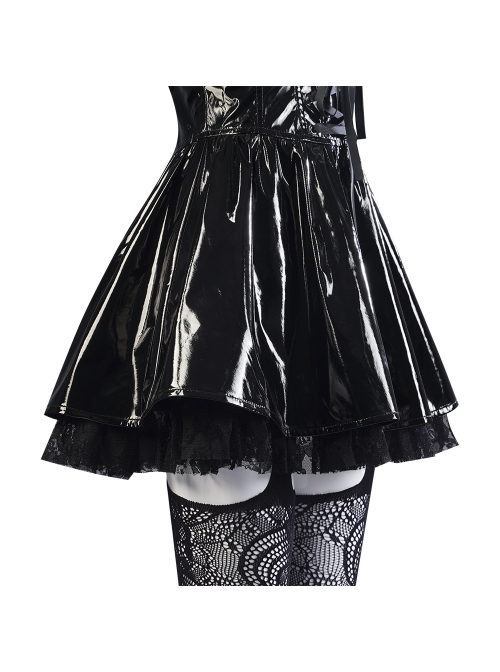 Comics Death Note Misa Amane Halloween Cosplay Costume Black Gothic Leather Dress Full Set