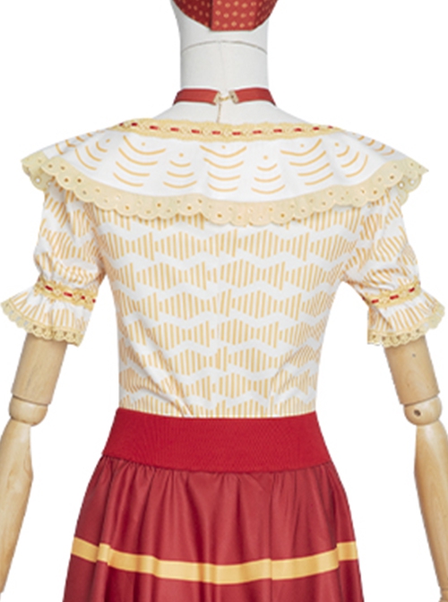 Anime Movie Encanto Dolores Madrigal Halloween Cosplay Costume Yellow Printing Top